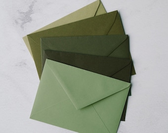 Envelope format DIN C6 or B6, color Kiwi / Moss / Olive / Forest / Sage