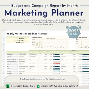 Planer budżetu marketingowego na rok 2025 | Narzędzie do planowania reklam | Planer strategii marketingowych | Kalendarz marketingu cyfrowego | Raport marketingowy