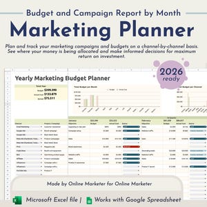 Marketing-Strategie-Planer | Werbung-Planungstool | Marketing-Budget-Planer | Digitaler Marketing-Kalender | Marketing-Kanal-Bericht