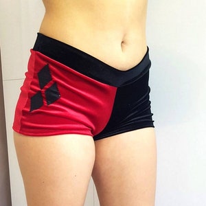 Velvet Red and Black Harley Q Suit Skater Shorts with Top XXS-4XL image 1