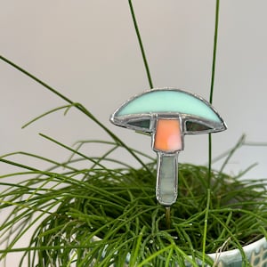 Small Stained Glass Mushroom Plant Stake