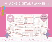 ADHD Digital Planner, ADHA Planner Printable, Planner Bundle, adhd organizer, adhd productivity, adhd reminder, to-do list, adhd workbook