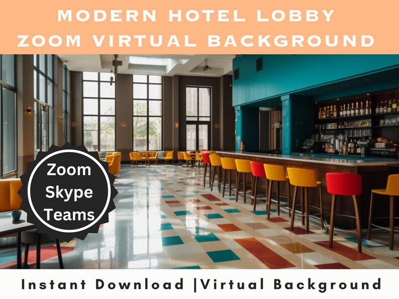 Virtual Modern Bright Hotel Lobby Video Conferencing Background Professional Zoom Background