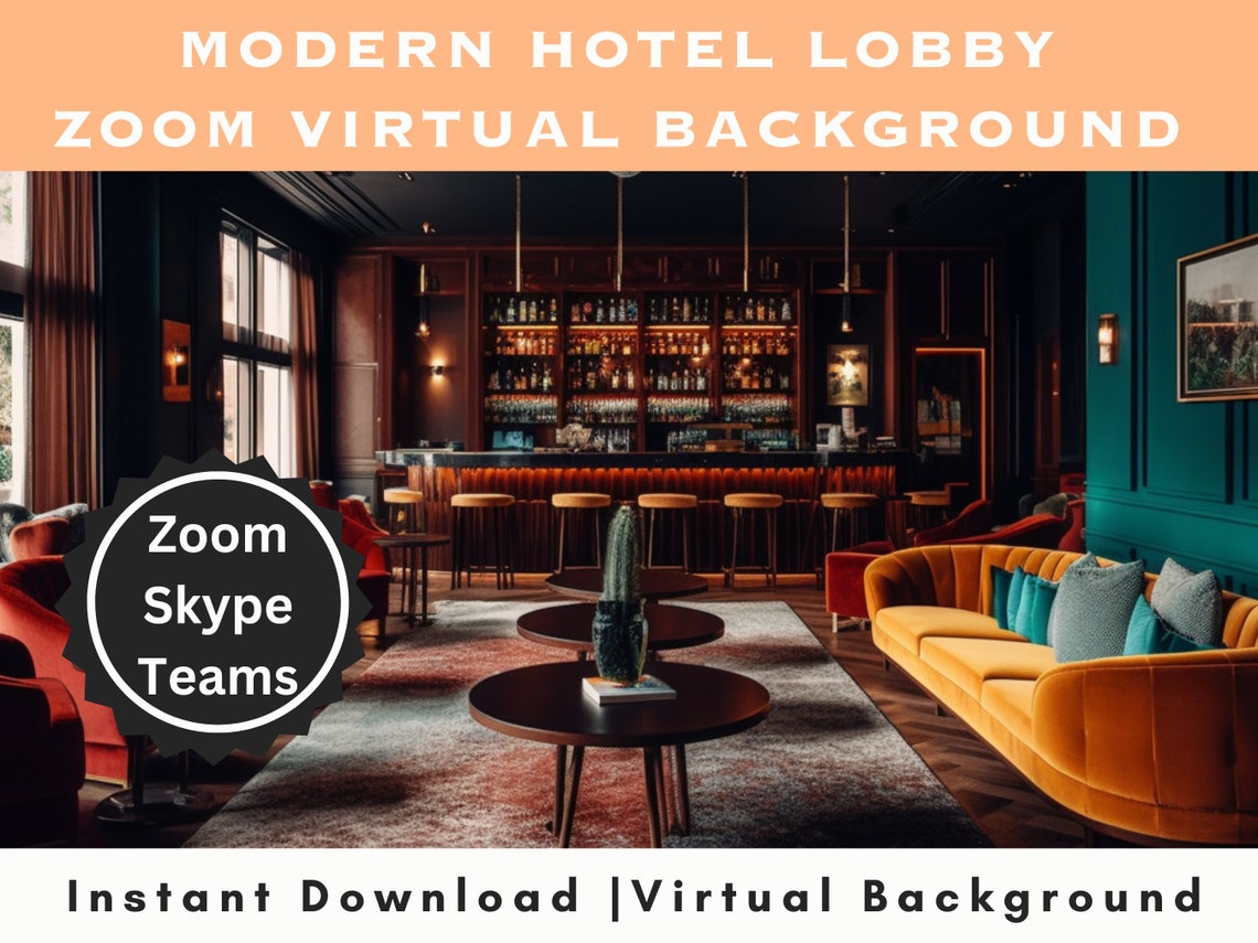 Lockheed Lobby Virtual Background Modern Hotel Lobby Virtual Zoom Background, Professional Virtual ...