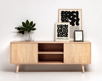Scandinavian sideboard, tv cabinet, tv cabinet, oak veneer "BELL". Scandinavian and loft style. Hand-made