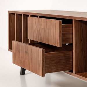 Vinyl record cabinet walnut &quot;NOLANA&quot;. Vinyl records storage. Scandinavian and loft style. Hand-made