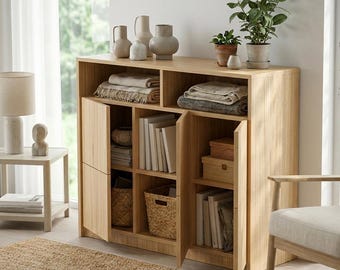 Wooden chest of drawers for the living room, oak veneer sideboard, custom-made furniture, many colors, custom-made Scandinavian chest of drawers