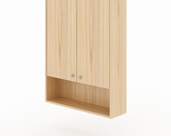Wall-hung bathroom cabinet with an open recess, 2 doors, width to choose from