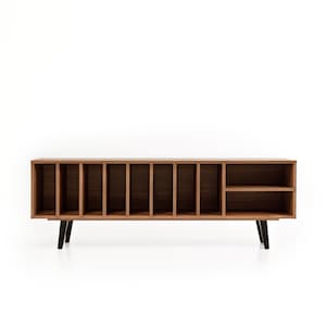 Vinyl record cabinet, Vinyl record stand, walnut, &quot;SILENE&quot;. Vinyl records Storage. Scandinavian style. Hand-made