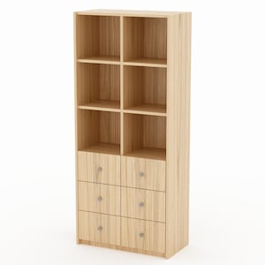 Wooden shelf with drawers, tall, custom-made, many colors