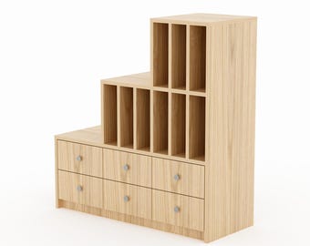 Custom vinyl shelf with drawers – available in many colors and sizes
