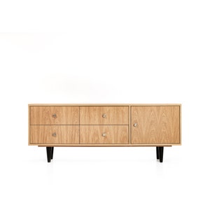 Oak sideboard, TV cabinet, TV stand, oak veneer, 4 drawers and doors &quot;VERONICA&quot;. Hand-made