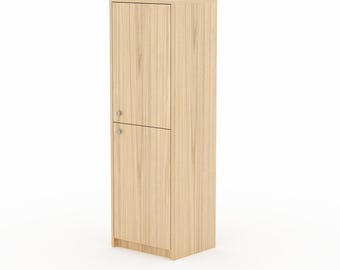 Tall, custom-made, narrow, two-door cabinet for the living room and hallway, many colors