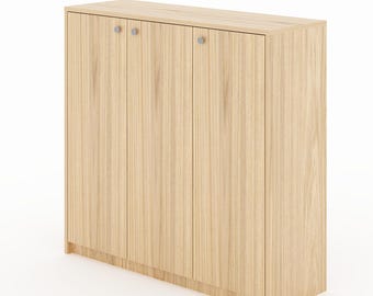 Custom-made wooden chest of drawers, 3-door sideboard with oak veneer, custom-made furniture