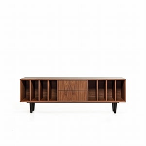 Vinyl record cabinet walnut &quot;NOLANA&quot;. Vinyl records storage. Scandinavian and loft style. Hand-made
