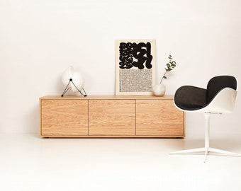 Scandinavian oak sideboard, tv cabinet, tv cabinet, oak veneer 3 doors, "PRIMULA". Scandinavian and loft style. Hand-made