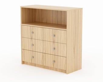 A chest of drawers with an open shelf, made to measure - oak, walnut, many colors