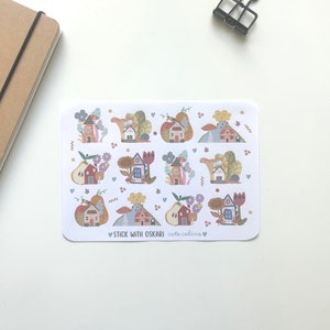 秋のステッカー バレットジャーナル かわいいキャビン I 秋の色のかわいいステッカー I プランナーステッカー おとぎ話 I カラフルなステッカー スクラップブッキング