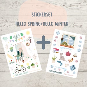 Set de pegatinas Hello Winter y Hello Spring para tu Bullet Journal