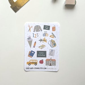 Comienzo de la escuela de calcomanías, regalo para el niño de la escuela, álbum de recortes de inscripción escolar de calcomanías, regalo para el cono de la escuela, calendario del maestro de calcomanías