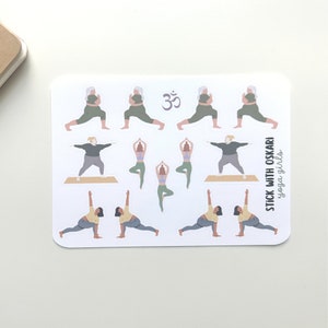 Pegatina yoga chicas I Bullet Journal Yoga Poses I Asanas Kit de pegatinas I Pegatina autocuidado I Pegatina Meditación I planificador pegatinas entrenamiento de yoga