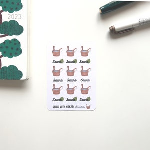 Pegatina Sauna I Bullet Journal Pegatinas Sauna I pegatinas funcionales minimalistas I pegatinas planificador autocuidado I BuJo Sticker me tiempo