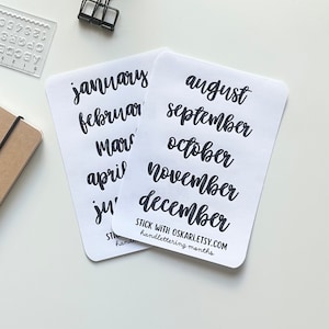 Adesivo Bullet Journal Mesi I Planner Adesivi Handlettering I Bujo Adesivi Scrittura a mano