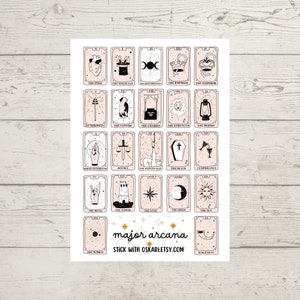 Sticker tarotkaarten de grote arcana met 22 troeven, tarotstickers in roze