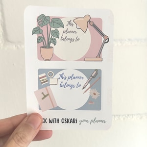 Pegatina planificadora "a la que pertenece esta agenda" para la portada de tu Bullet Journal o calendario I pegatinas funcionales y decorativas rosa