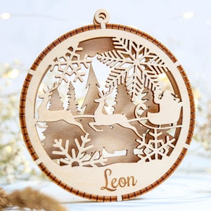 NATALE decorazioni in legno Palline di Natale ornamento natalizio personalizzato nomi tagliati al laser etichette regalo personalizzate con nome Decor Weihnachtsgeschenk