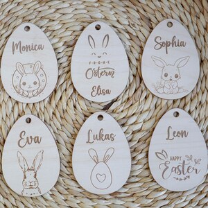 Personalisierte Osterdekoration, Kinder-Ostergeschenk, Baby-Ostergeschenk, Osterkörbchen-Anhänger, personalisierte Oster-Geschenkanhänger aus Holz mit Häschen-Dekoration