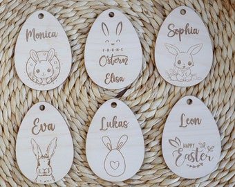 Décor de Pâques personnalisé Cadeau de Pâques pour enfants, Cadeau de Pâques pour bébé, Étiquettes de panier de Pâques Étiquette de décoration de cadeau de lapin en bois de Pâques personnalisée