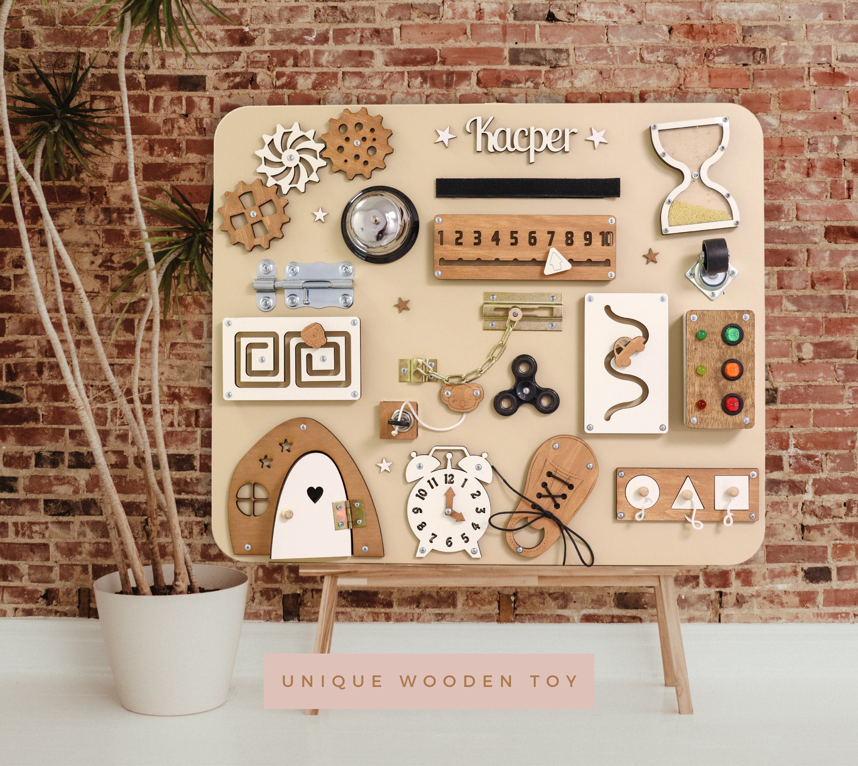 Bacheca Legno 4 Ganci Da Parete - Portachiavi Organizer 35x13x35 Cm, Stile Moderno - Foto 3