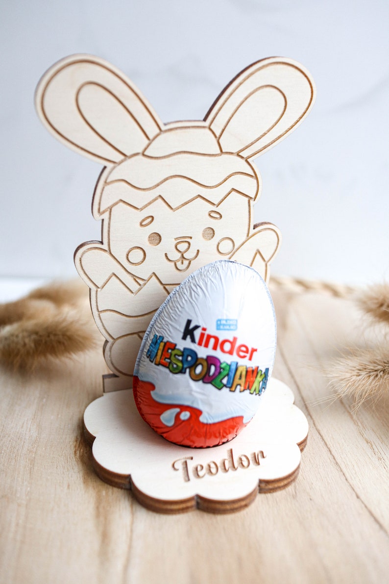 Personalisiertes Osterhasen-Ei-Dekor, Kinder-Ostergeschenk, Baby-Ostergeschenk, Holzhasen-Geschenkanhänger, Creme-Halter, Hasen-Leckerli, Kinder-Jagd-Geschenke Bild 4