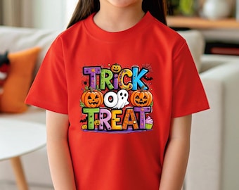 Funny Trick or Treat Halloween T-Shirt: Kids & Toddler Sizes
