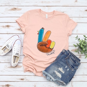 Cute Turkey Peace Sign Shirt, Thanksgiving Shirts, Happy Thanksgiving Family Matching Reunion T-Shirts, Thanksgiving Day Gift, Graphic Tee