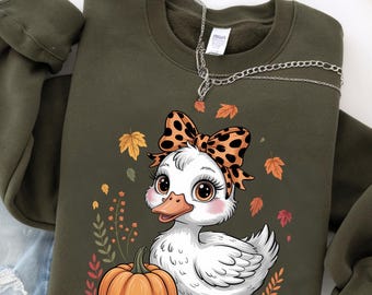 Duck Pumpkin Patch Sweatshirt, Cozy Fall Crewneck