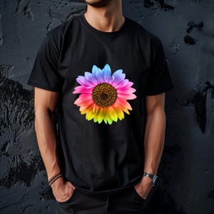 Retro Comfort Sunflower T-shirt, Rainbow Sunflower Shirt, LGBTQ Pride Sweatshirt, LGBTQ Support Gift, Pride Month Tee, Queer Rights Crewneck