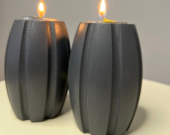 Gray Wooden Candle Holder Set, Gray Tealight Holder, Rustic Wooden Coffee Table Decor, Primitive Home Decoration, Christmas Gift for Mom