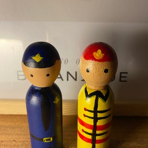 Profession Peg Doll Set, First Responders, Community Workers, Career Peg Dolls, Toddler Gift, Chef, Fireman, Police Officer, Doctor image 6