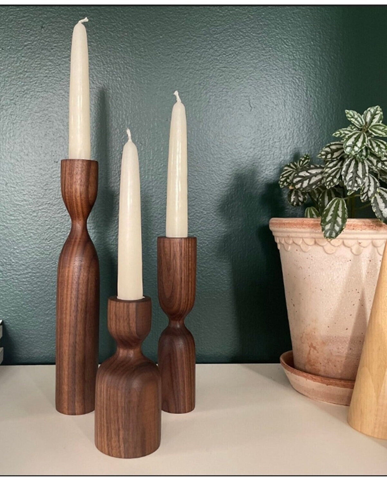 Wooden Scandinavian Candlestick Holders Set of 3 Minimalist Etsy