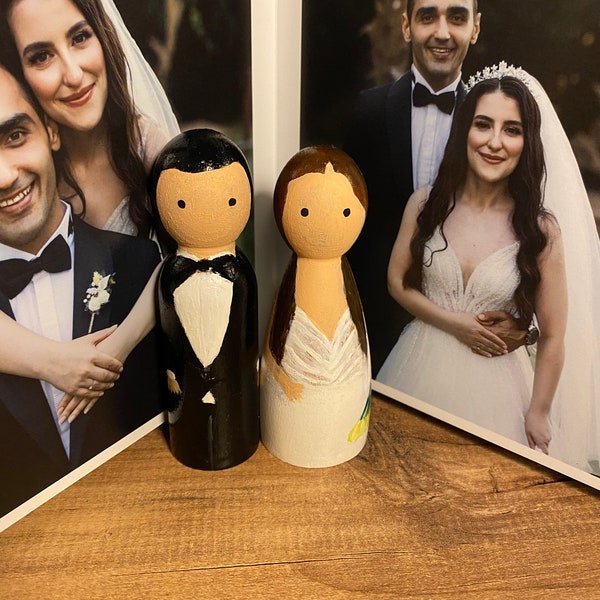 Ensemble de poupées de mariée et de marié personnalisé, cadeau de mariage personnalisé, gâteau de mariage, cadeau d’anniversaire, décoration de maison faite à la main, figurine de mariage