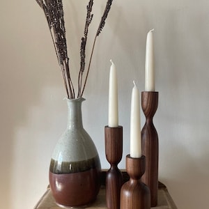 Wooden Scandinavian Candlestick Holders Set of 3, Minimalist Scandinavian Style, Christmas Gift, Handmade Holder Gift, Homemade Table Decor image 4