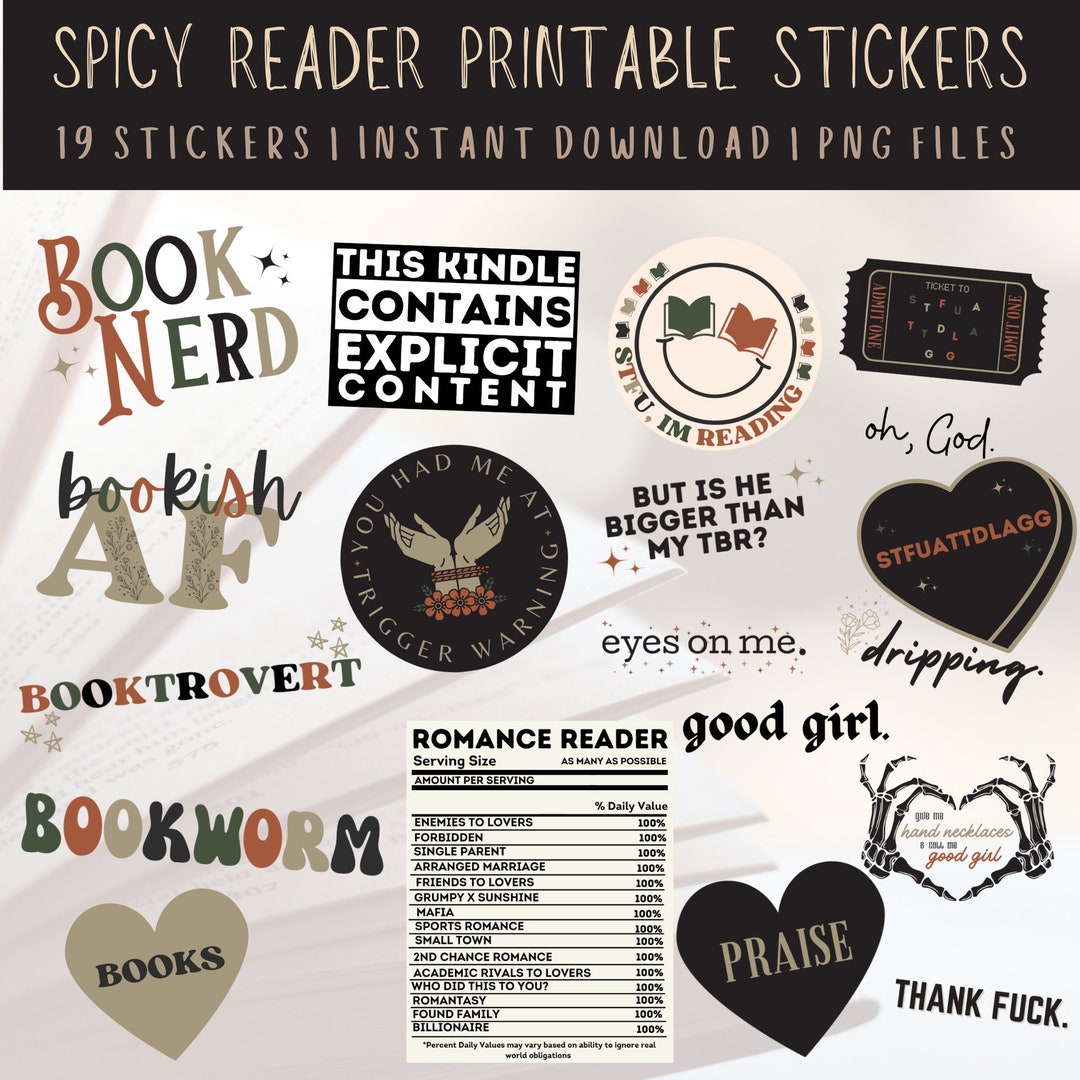 PRINTABLE KINDLE STICKERS Printable Romance Reader Stickers Etsy