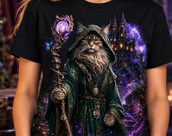 Wizard Cat PNG | Fantasy Mage T Shirt Design | Magic Sublimation