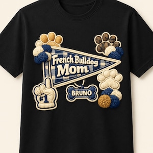 French Bulldog Mom Png Embossed Patch Style Tshirt Design