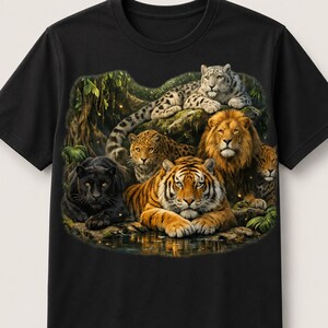 PNG de grandes felinos de la jungla, diseño de camiseta de vida salvaje, descarga DTF DTG