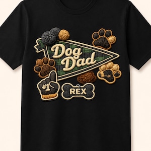Dog Dad Png Embossed Patch Style Dog Lover Tshirt