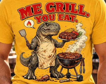 T-Rex BBQ PNG, Dinosaur Grill Shirt Design, Retro Sublimation