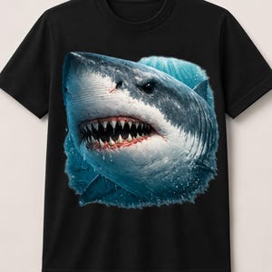 T-Shirt-Design mit Weißem Hai (PNG) – Porträt eines Meeresräubers
